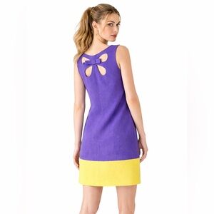 Oleg Cassini Color Block Mini Dress in Purple and Yellow 12